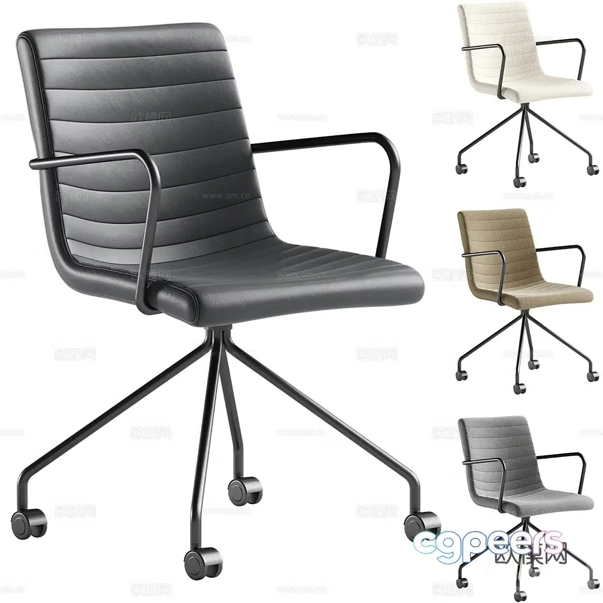 Modern Italian minimalist fabric leather office chair 3d model
