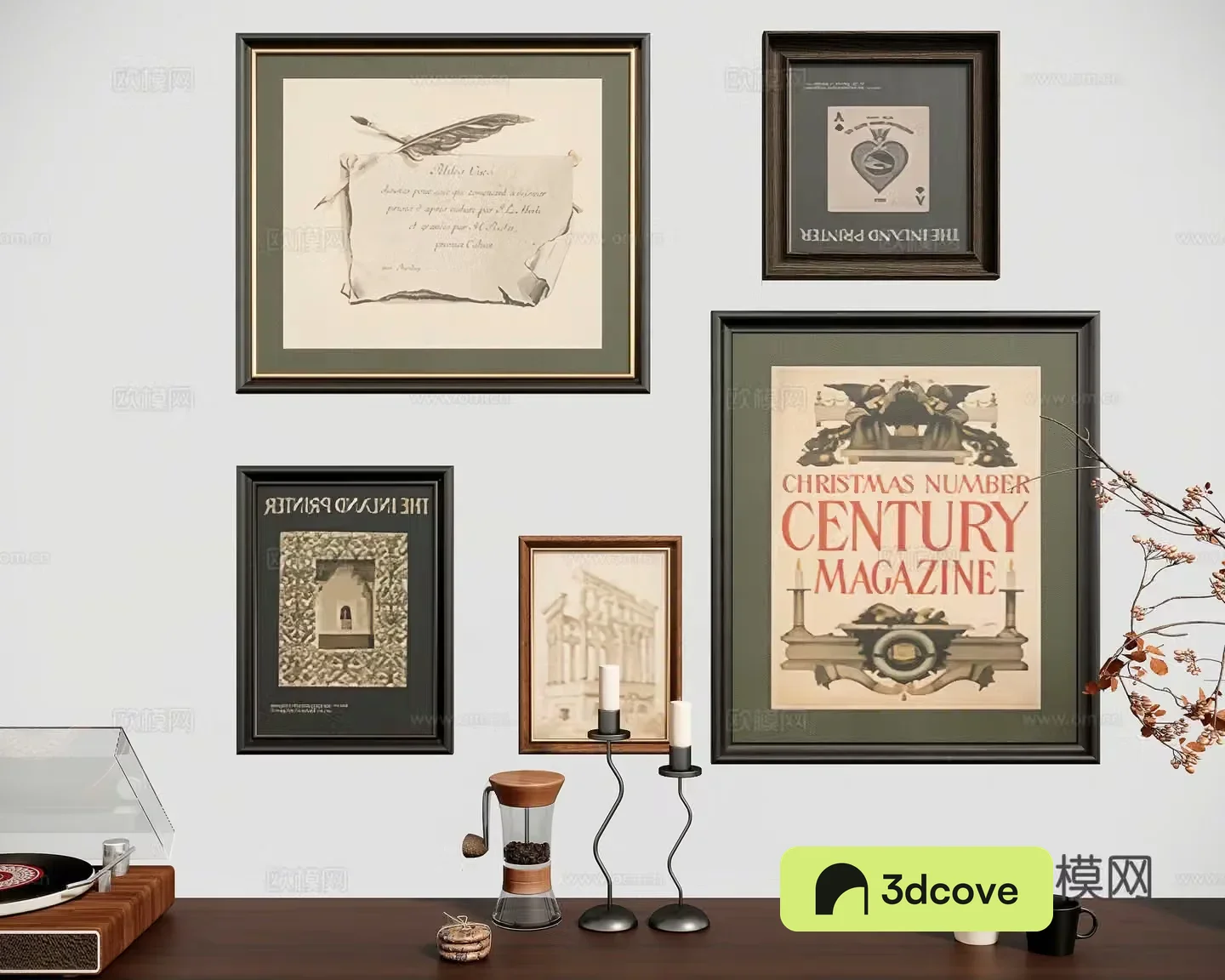 French medieval combination hanging painting