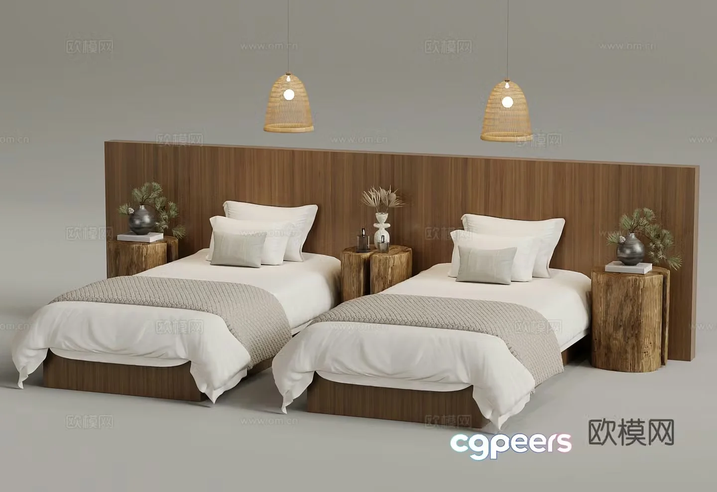 Double bed Modern folk hotel double bed 3d model
