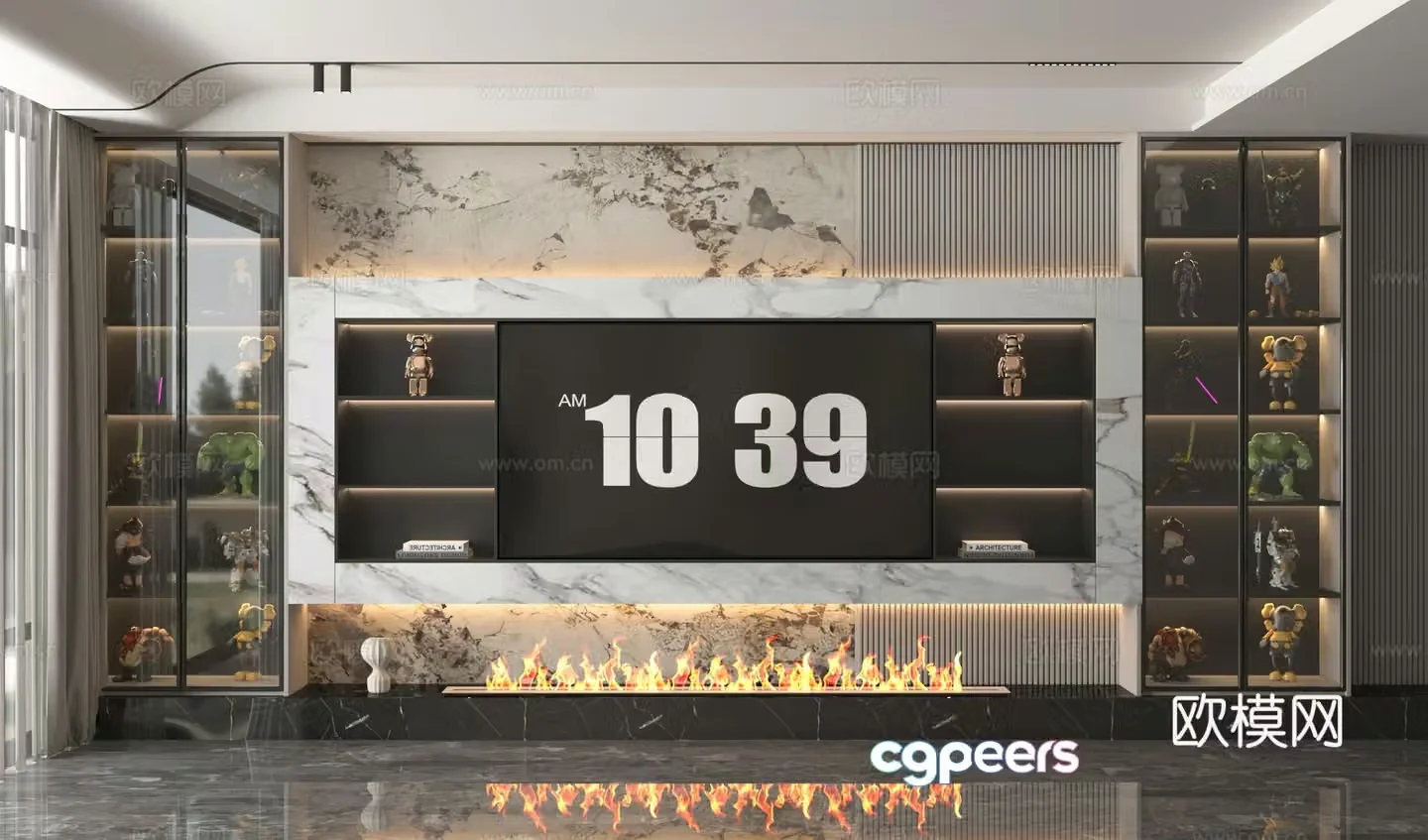 3d model of TV background wall