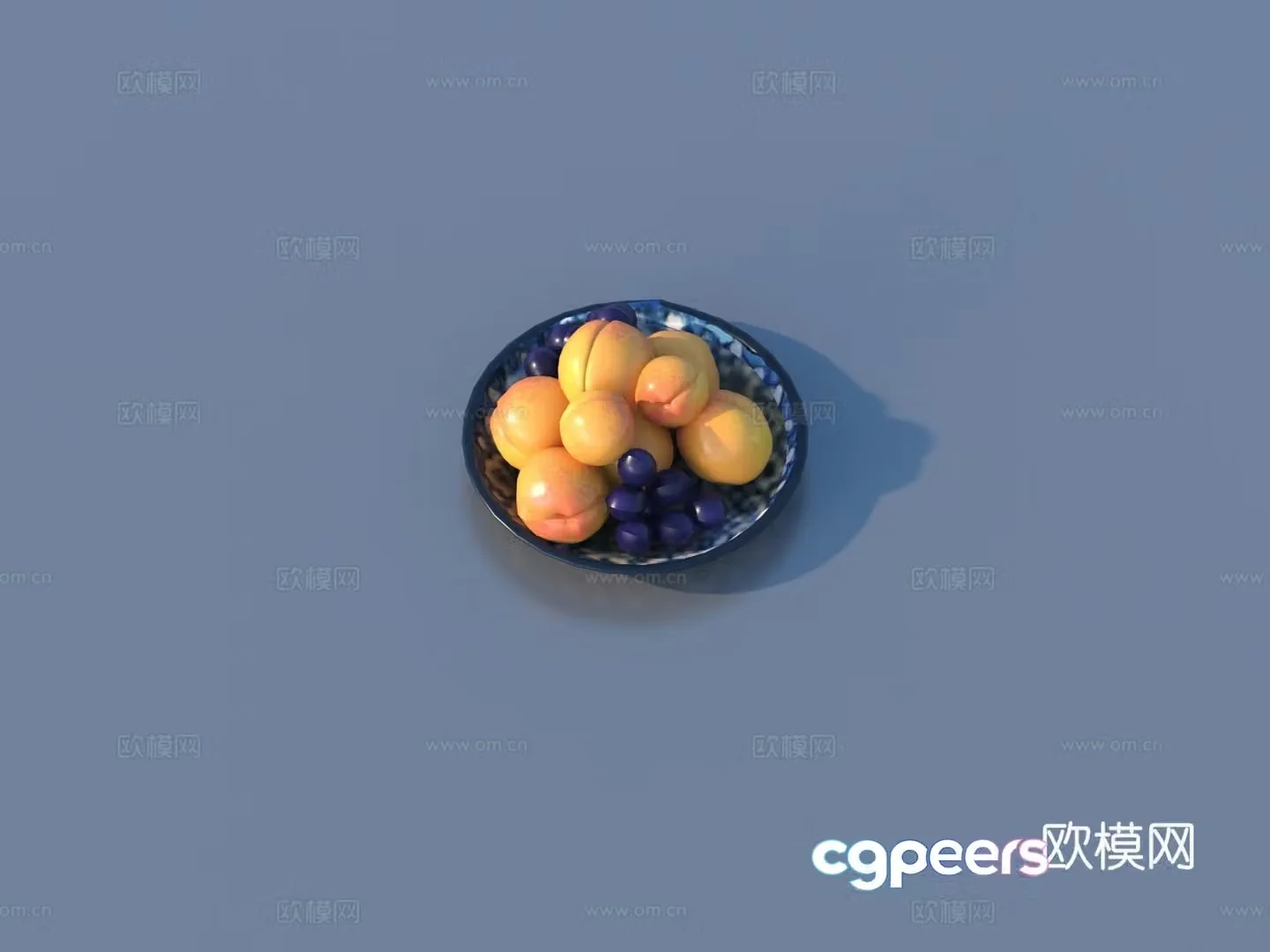 Peach fruit plate 3d model