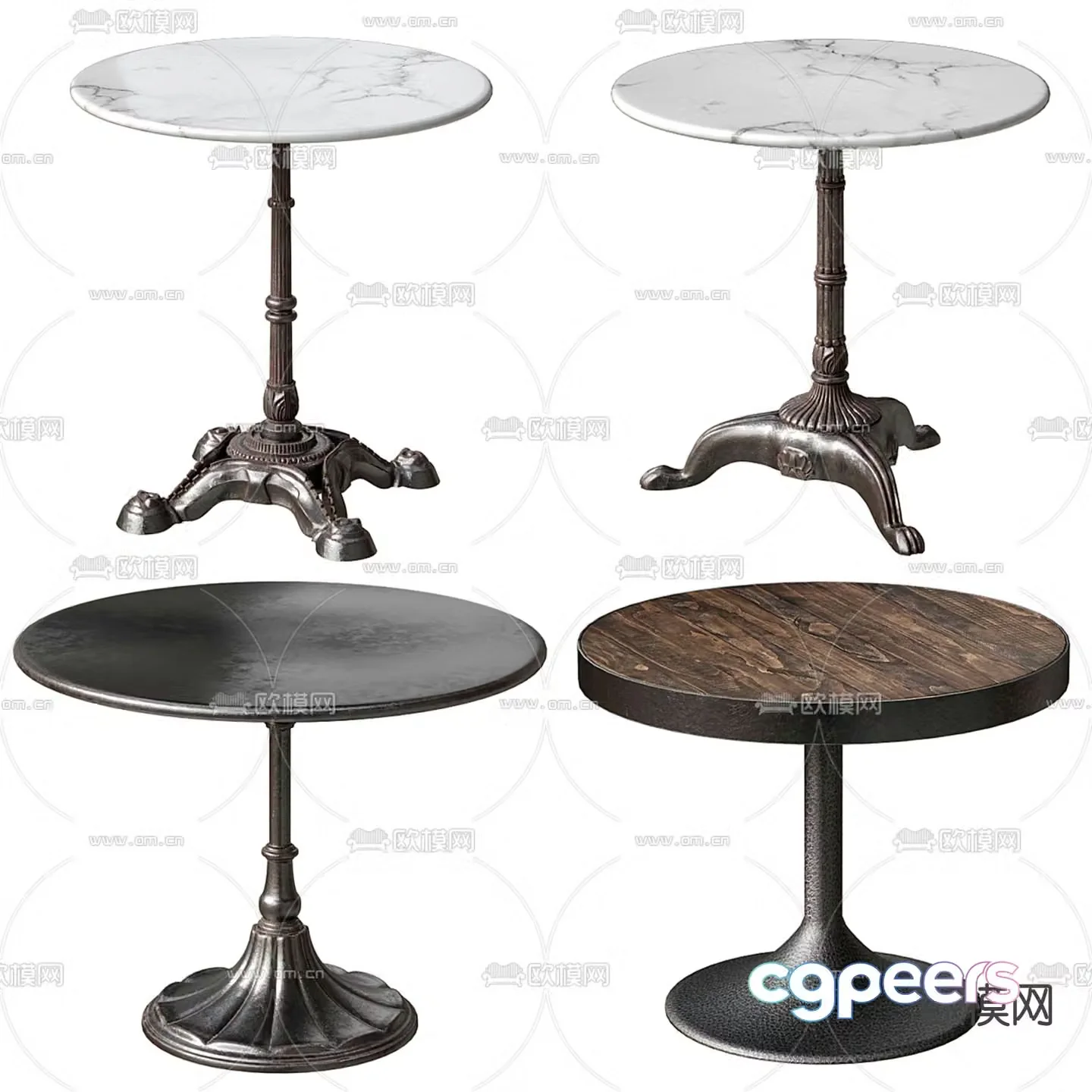Antaliya European metal round table marble coffee table 3d model