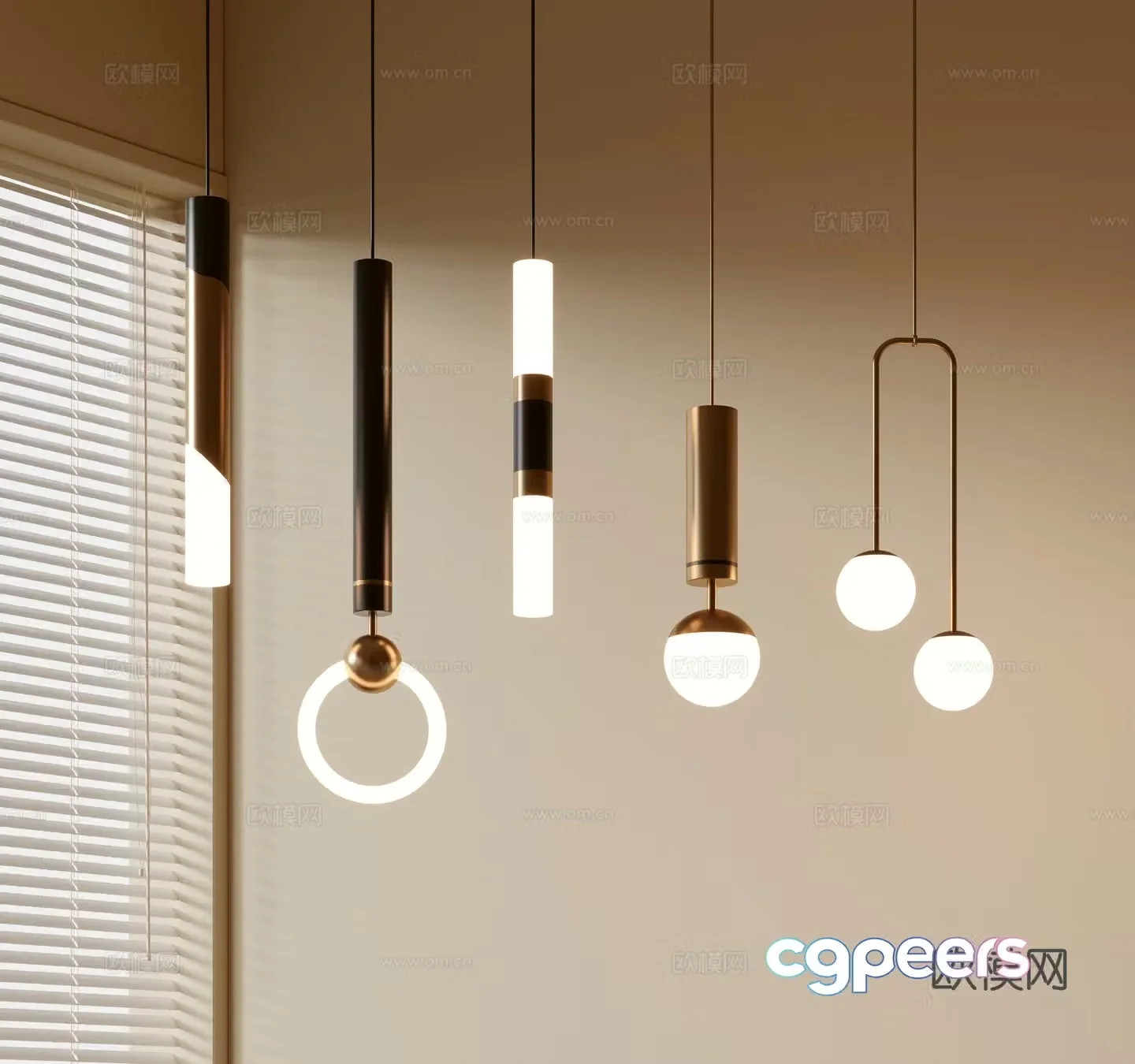 Modern simple chandeliers Nordic style chandeliers Mediterranean style chandeliers Study lamp combination Restaurant lamp 3D model