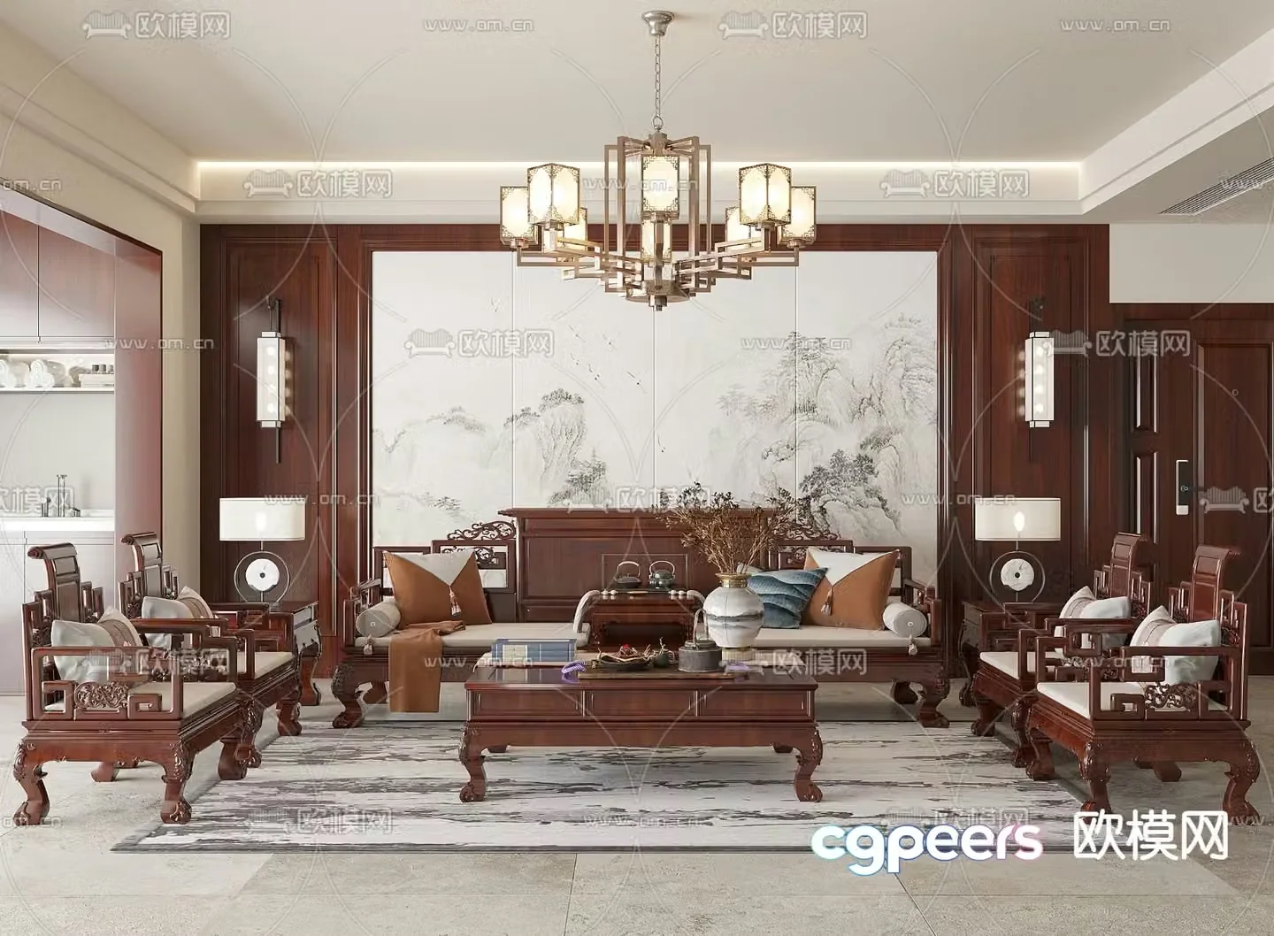 Chinese living room 3d model