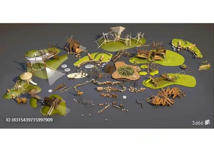 A 3D Rendering Of Various Structures Likely For A Game Or Simulation 3D Model – 3998 – VRAY Render
