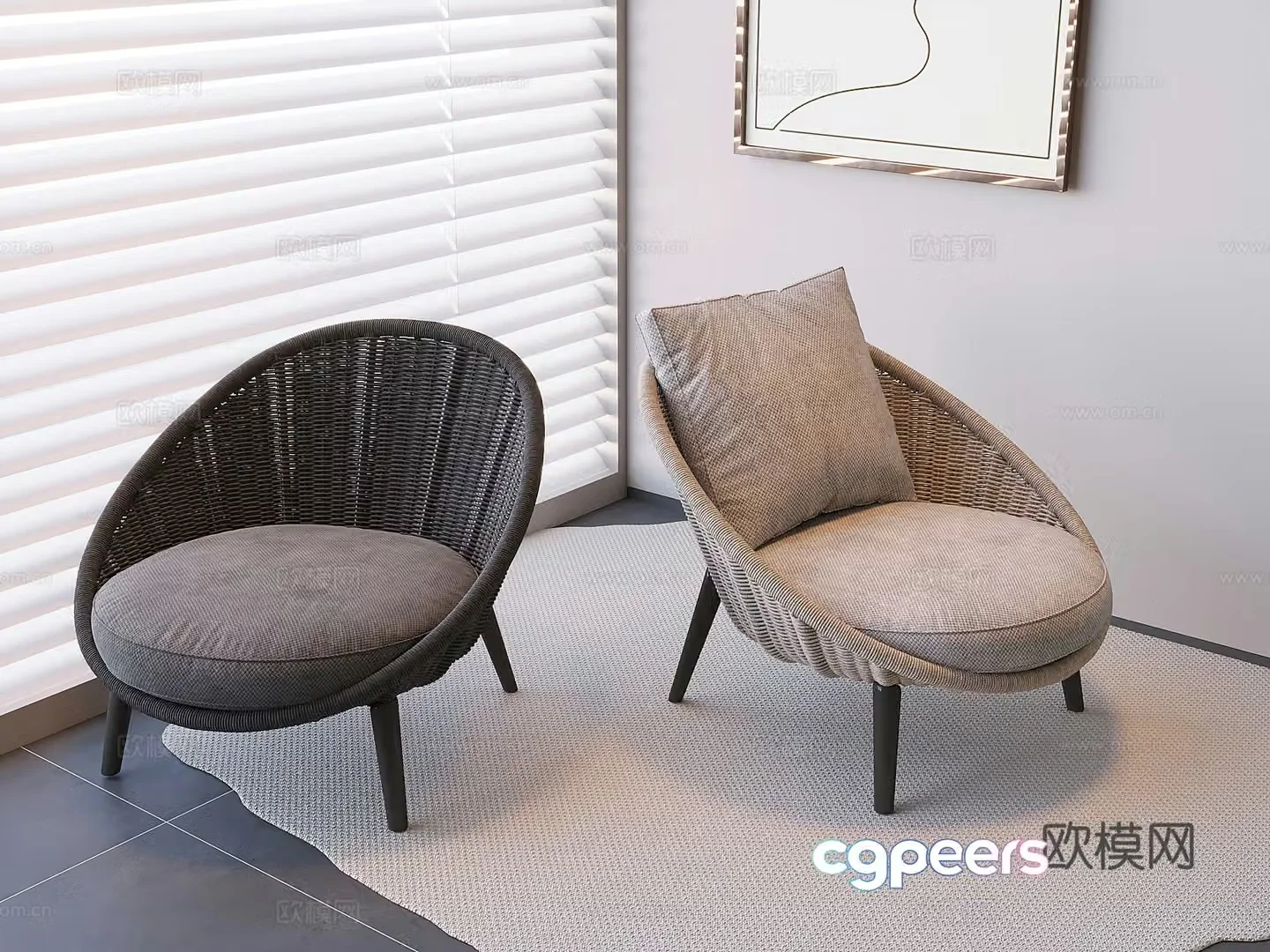 Modern soft bag backrest chair leisure chair sofa stool 3d model