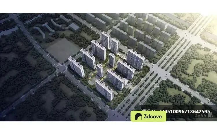 Aerial View Of A City Block