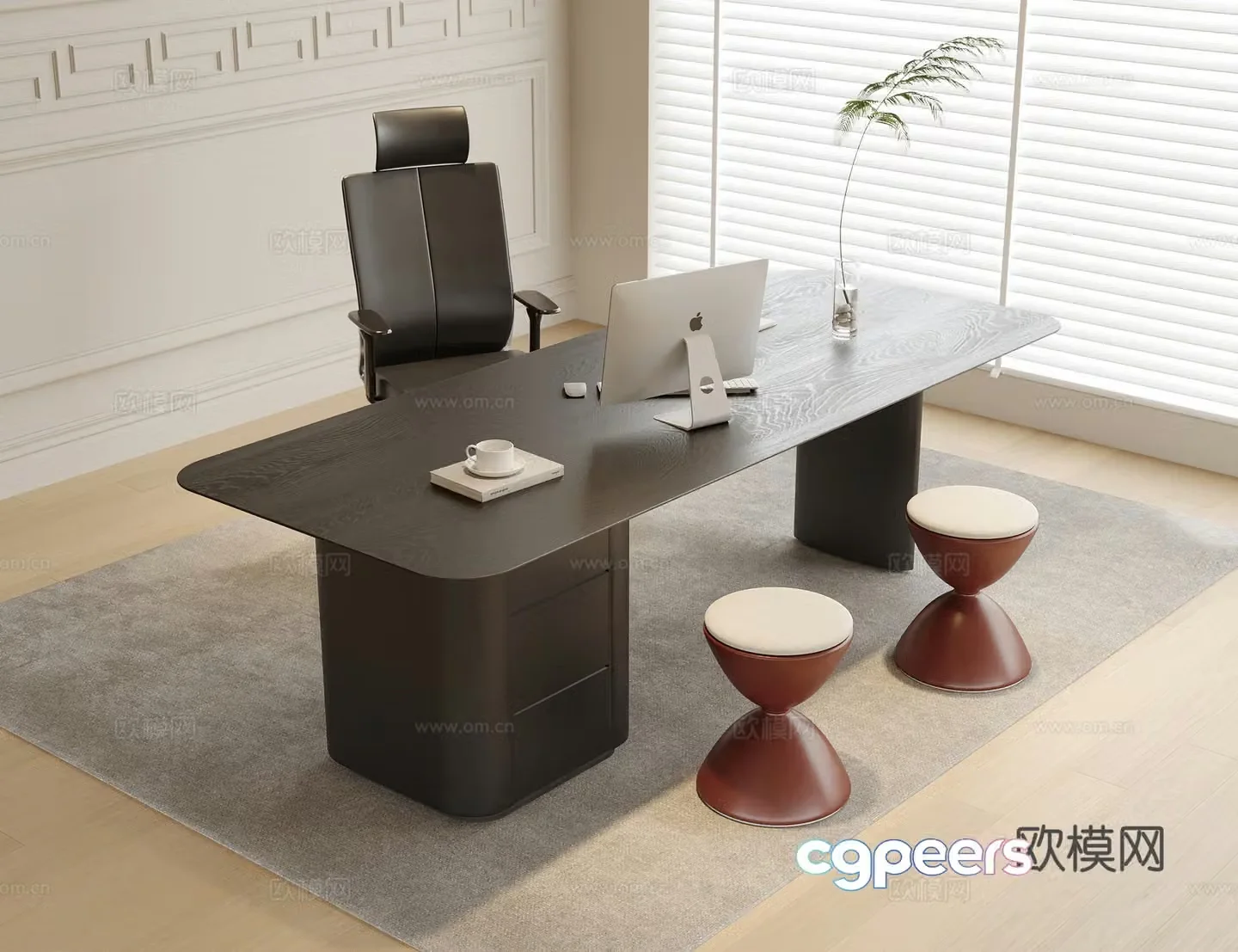 Modern desk and chair 3d model