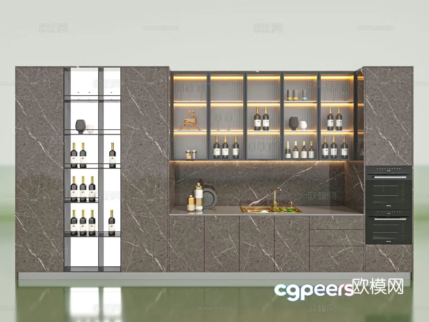 Modern wine cabinet sideboard 3D model