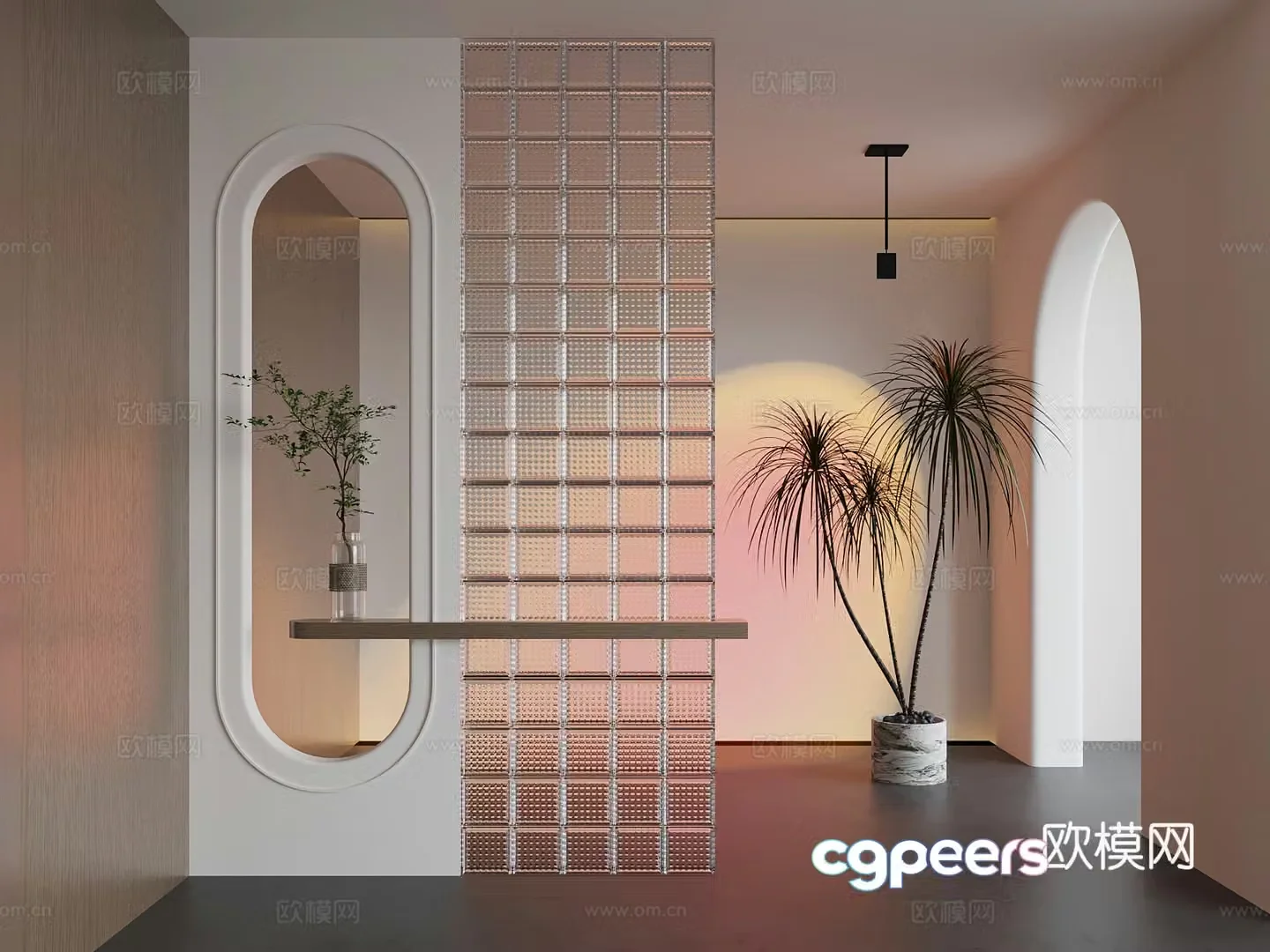 Jijifeng Entrance Partition Sunset Light 3D Model