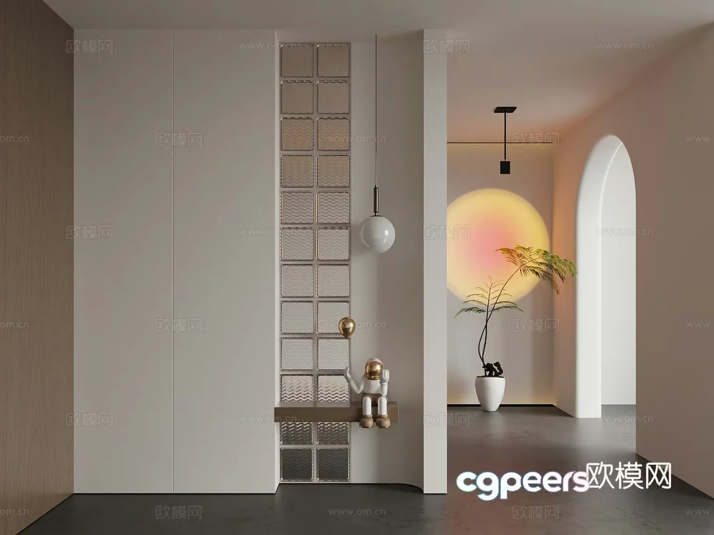 Jijifeng Entrance Partition Sunset Light 3D Model