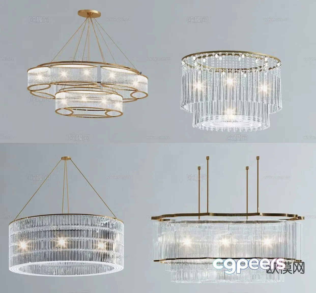 Light luxury crystal chandelier 3d model