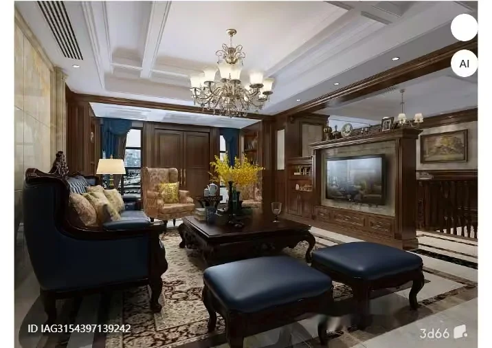 Classic Living Room 3D Model – 5439 – VRAY Render
