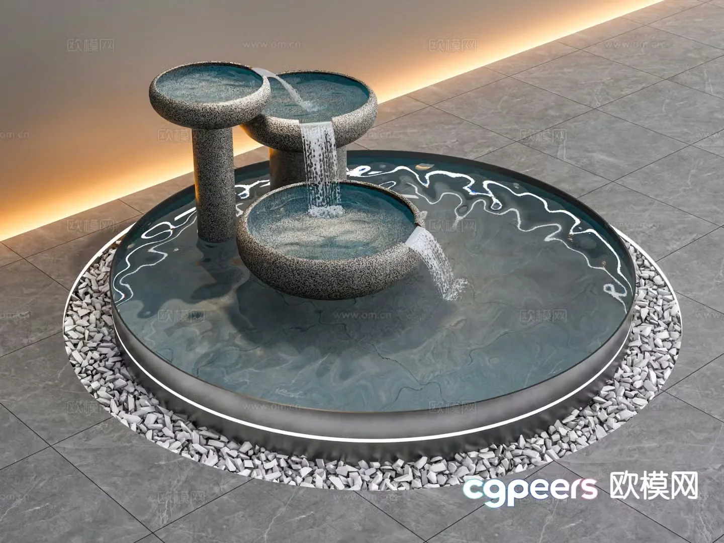 Fountain courtyard water feature water bowl sink 3d model