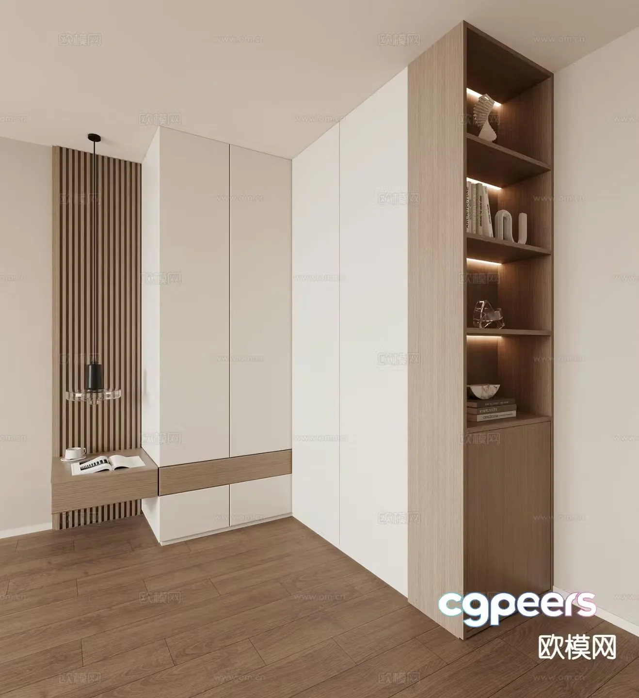Creamy wind corner wardrobe 3d model