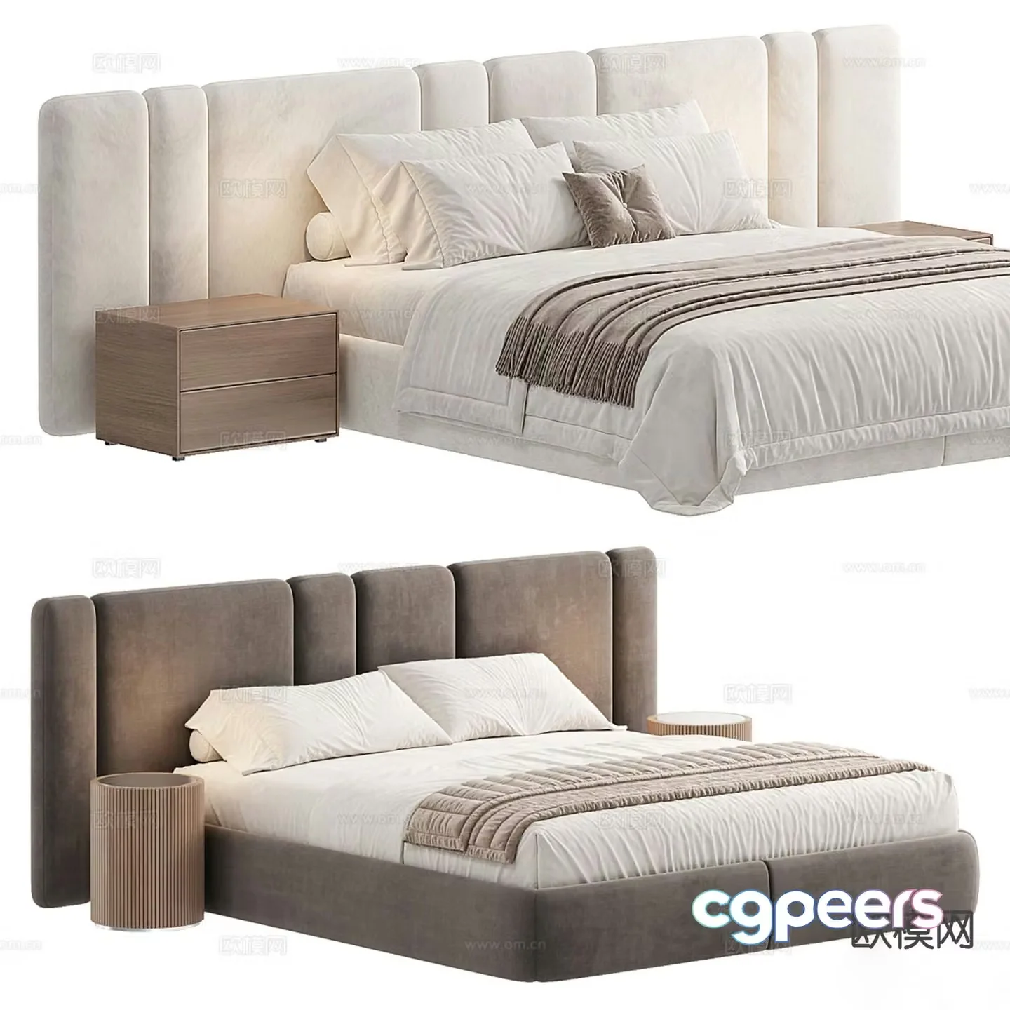 Modern double bed 3d model