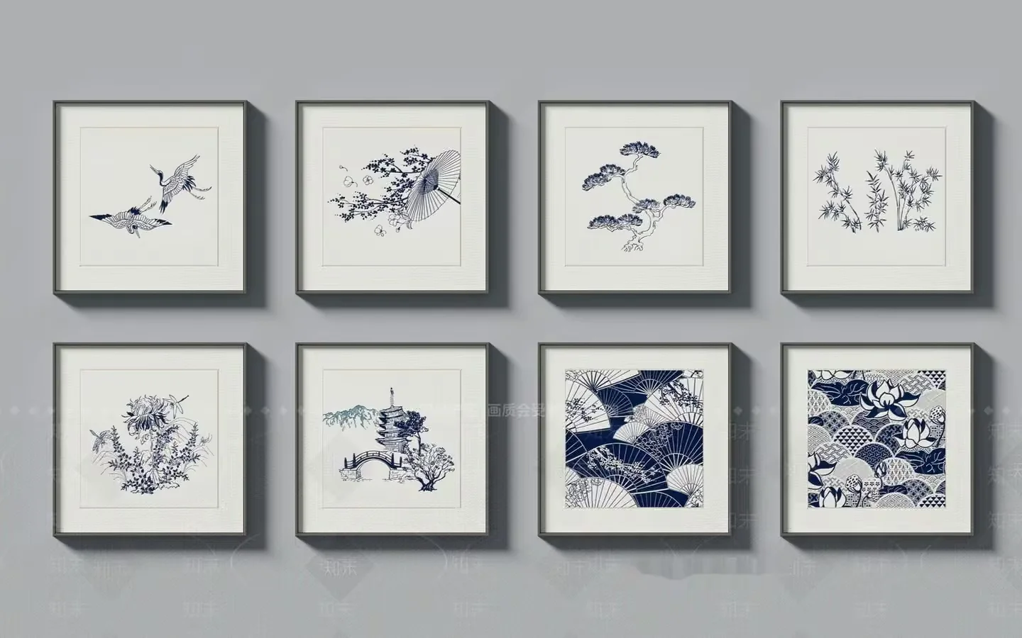 A Collection Of Framed Artwork 3D Model – 5151 – VRAY Render
