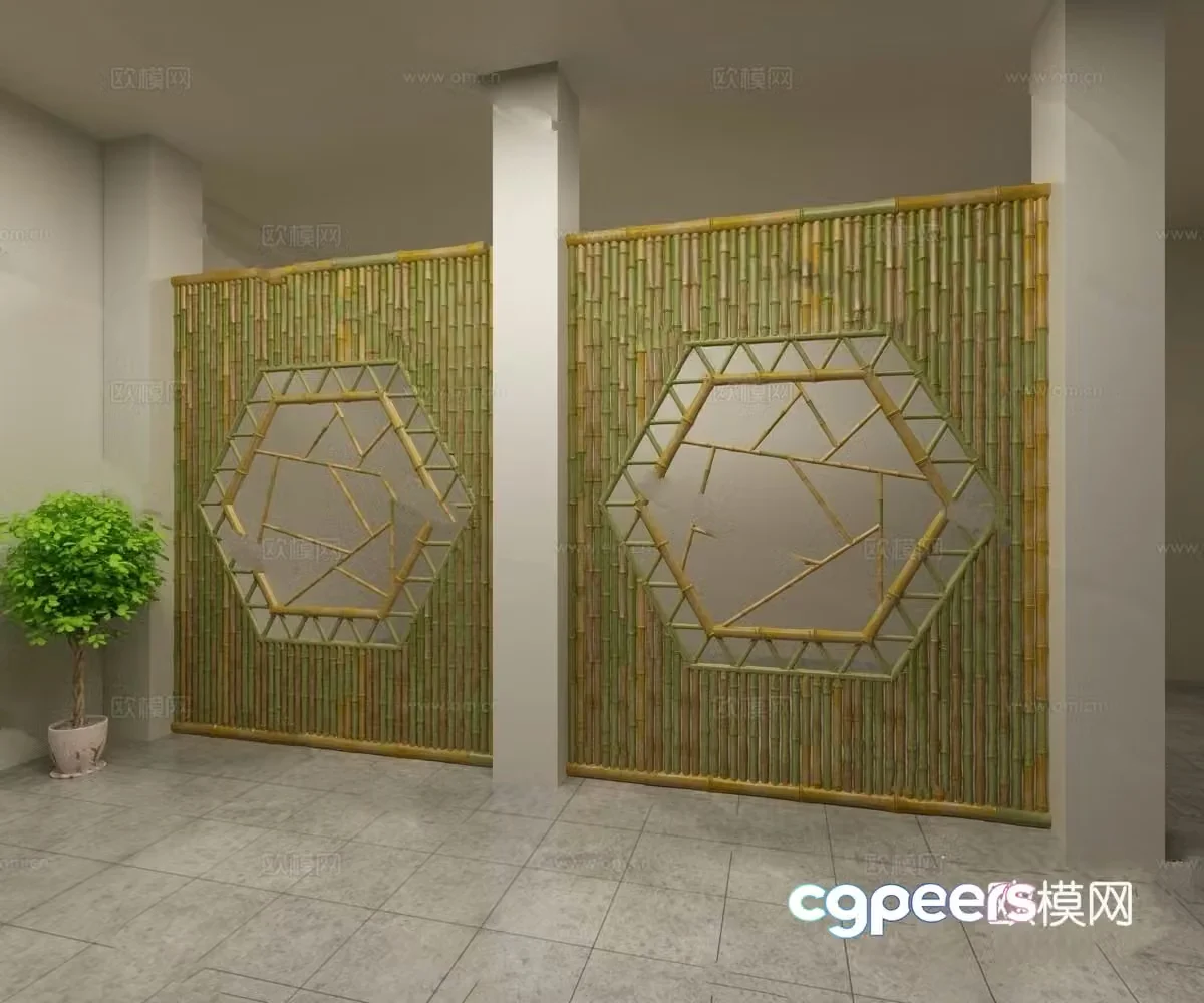 Screen partition model 3d model