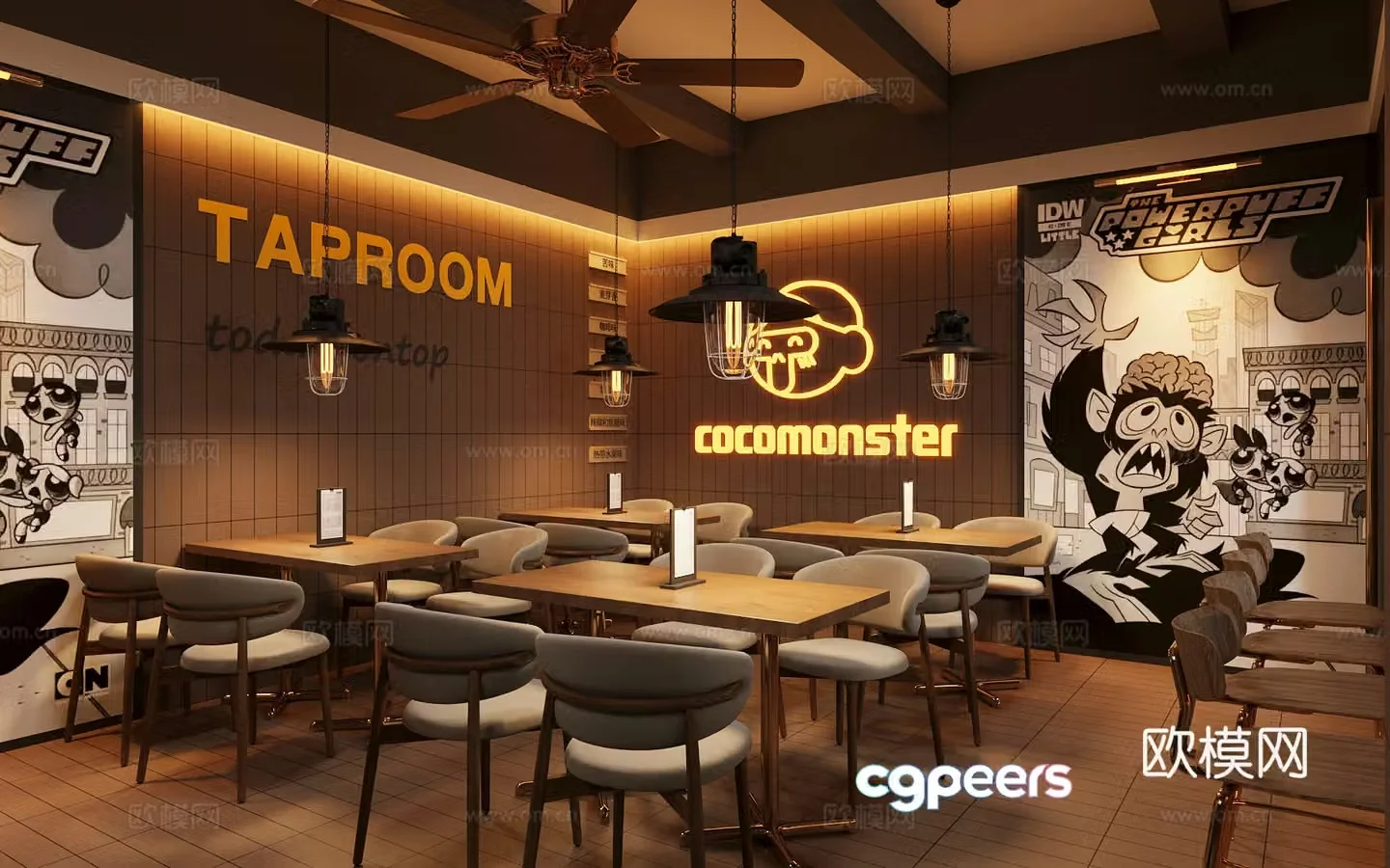 Modern tea restaurant 3d model
