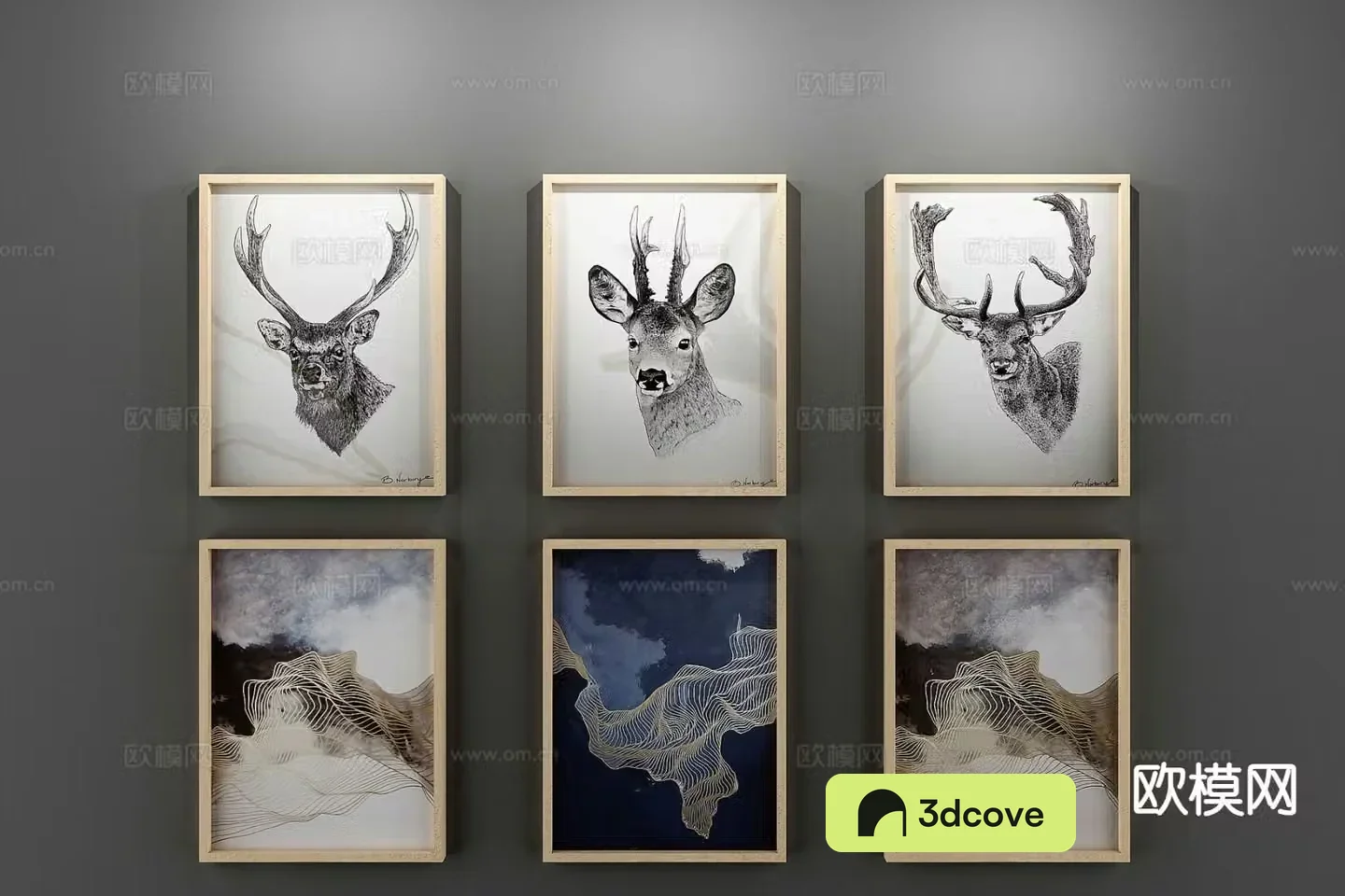 Nordic decorative painting art painting deer hanging painting