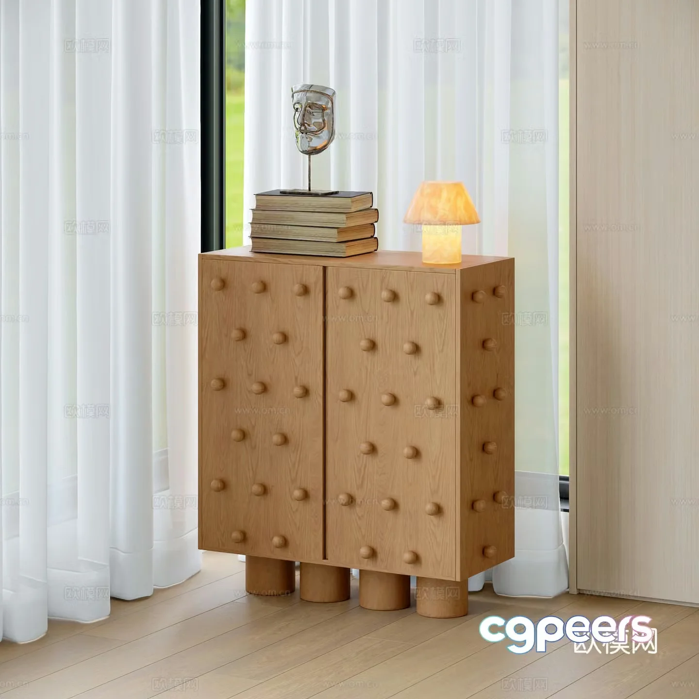 Log wind chest cabinet side cabinet 3d model