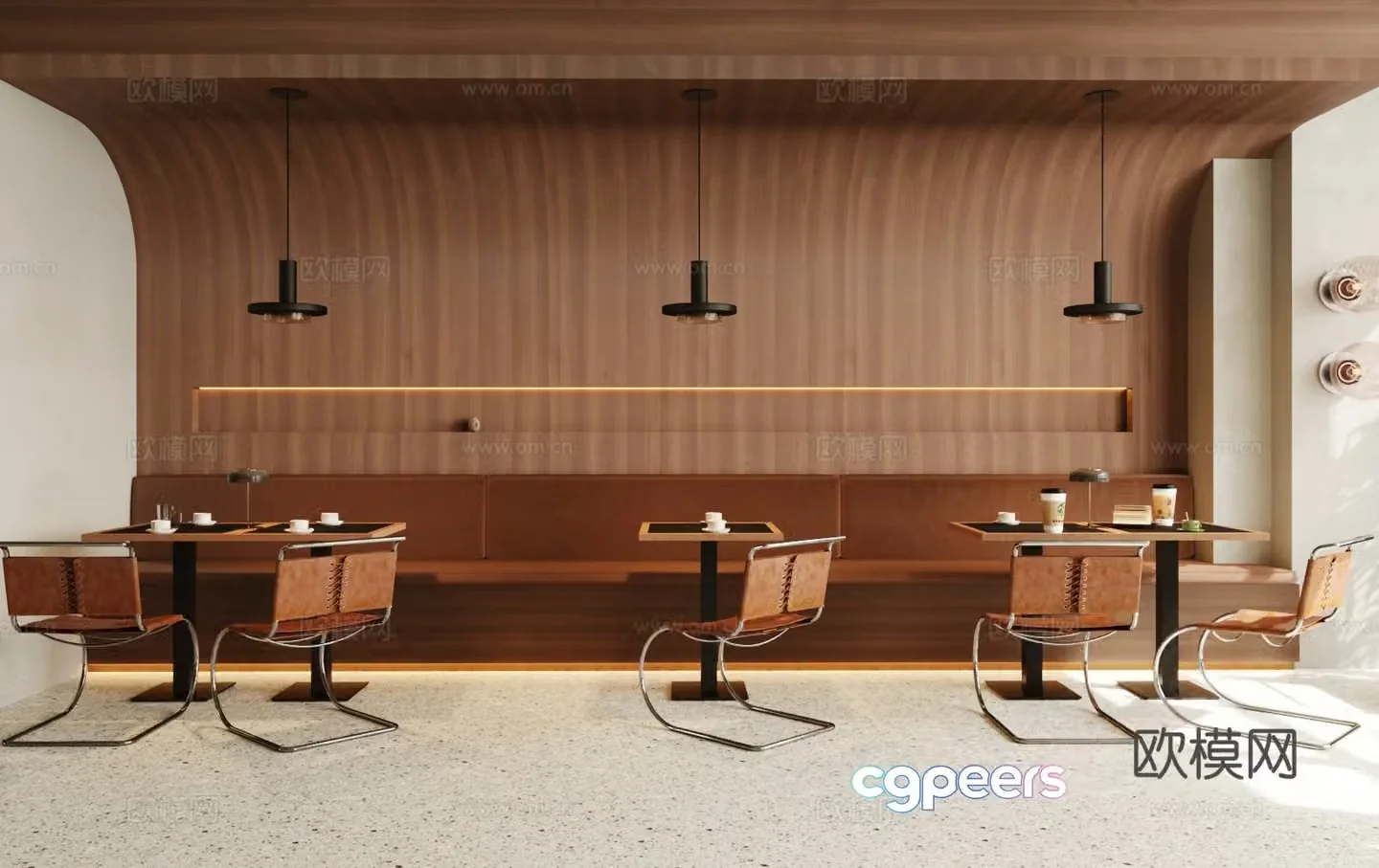 Log-Wind Cafe Box Cabinet Area Restaurant Box Cabinet Sofa Box Cabinet Area Box Cabinet Table and Chair 3D Model