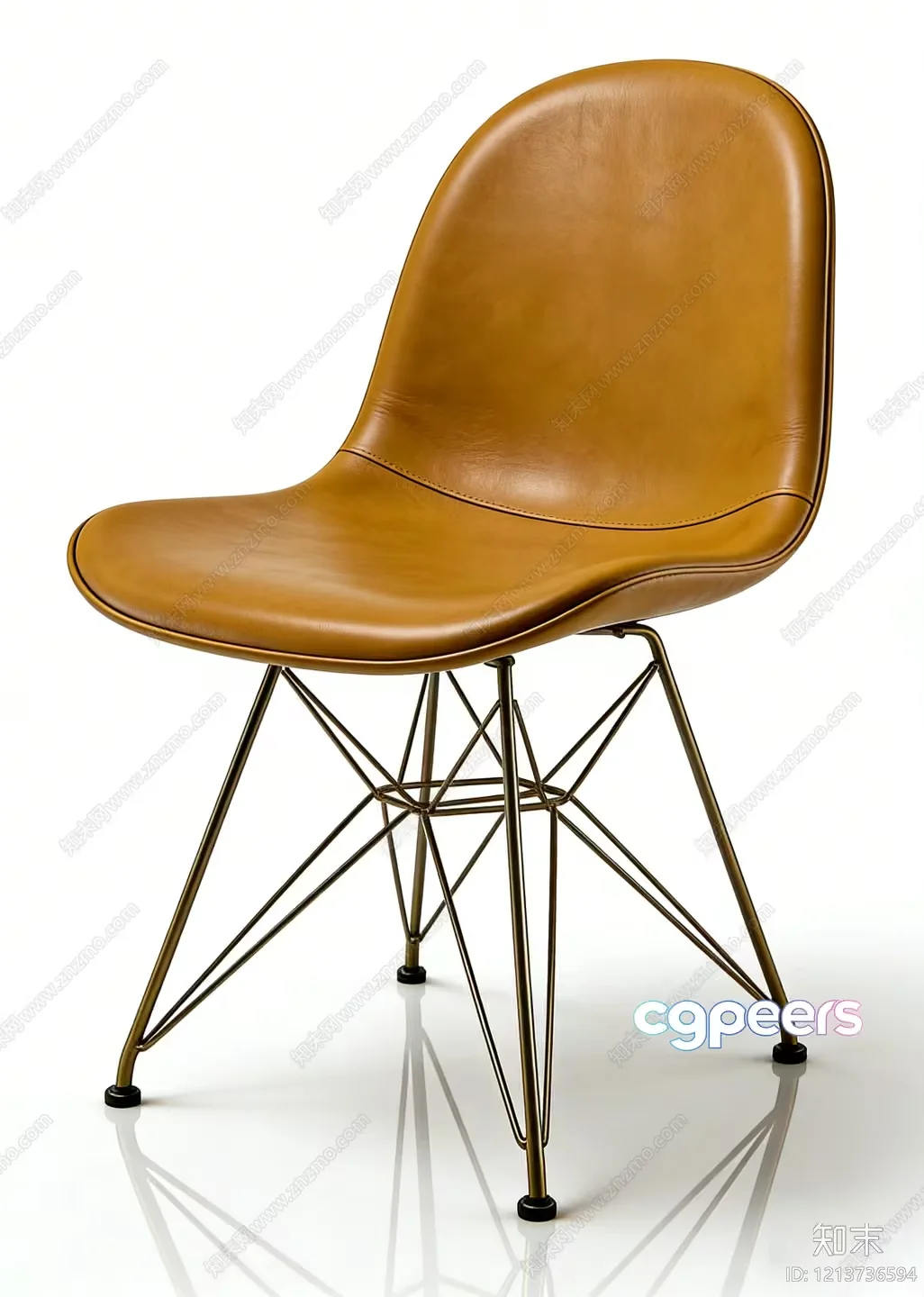 Modern Tan Leather Chair 3D Model – 13412 – VRAY Render
