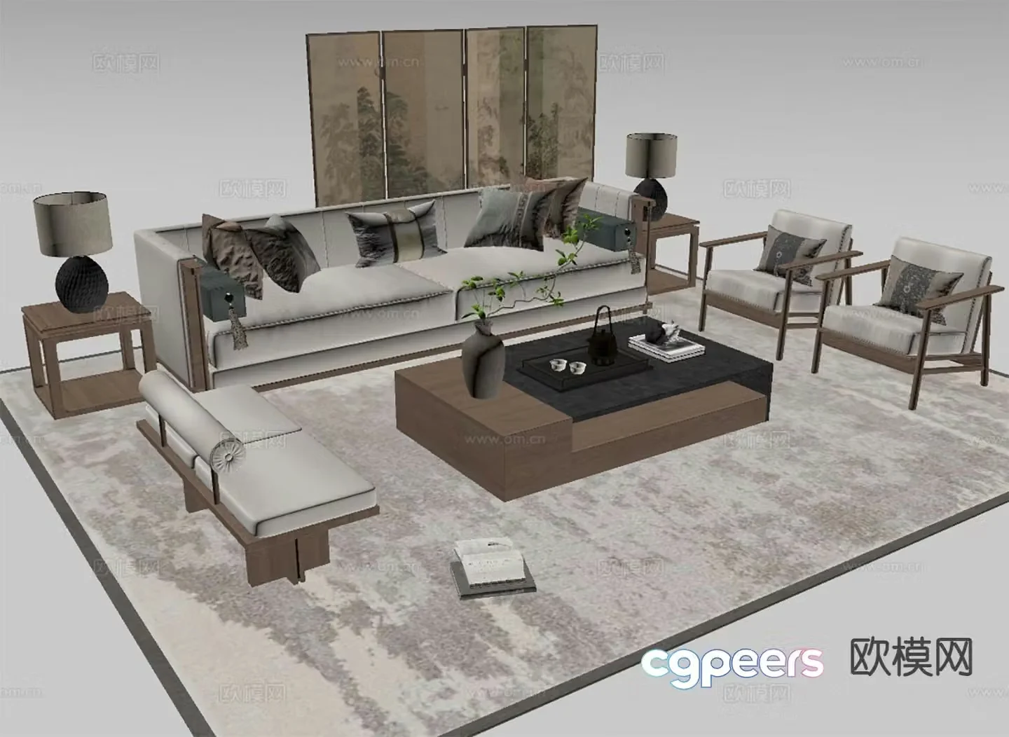 New Chinese style sofa set 3d model