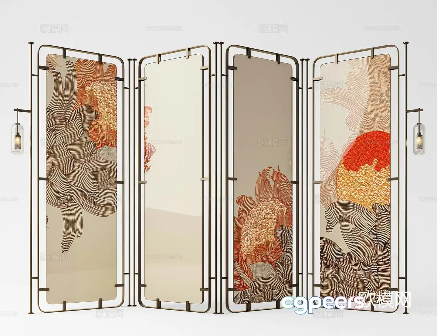 Modern screen partition Italian screen metal screen 3d model