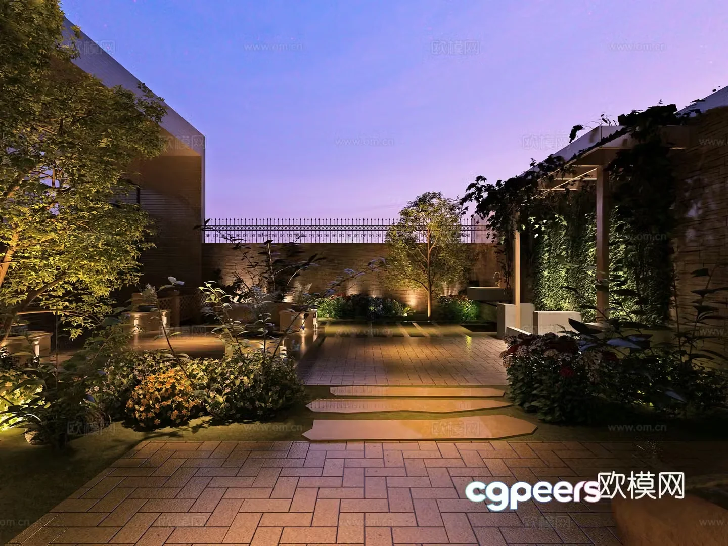 Modern courtyard design boutique layout 3D model