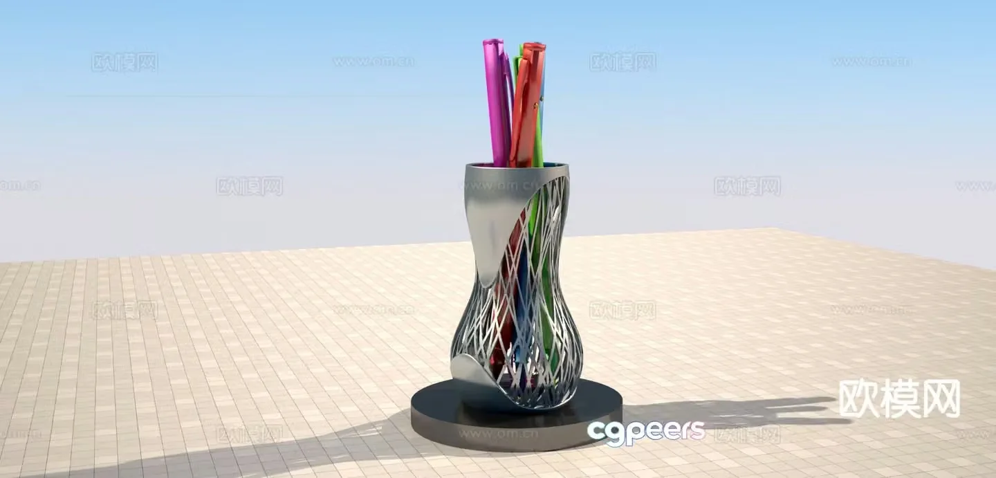 Simple hollow pen holder 3D model