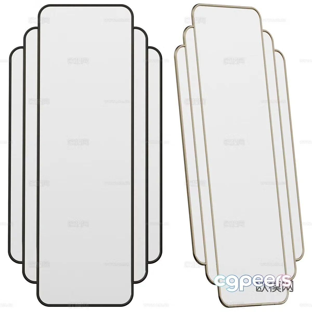 New Chinese style light luxury decorative mirror 3D model