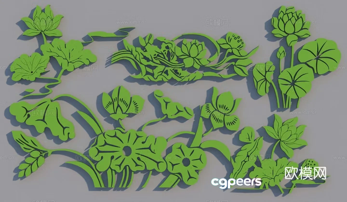 New Chinese-style lotus leaf wall decoration 3D model