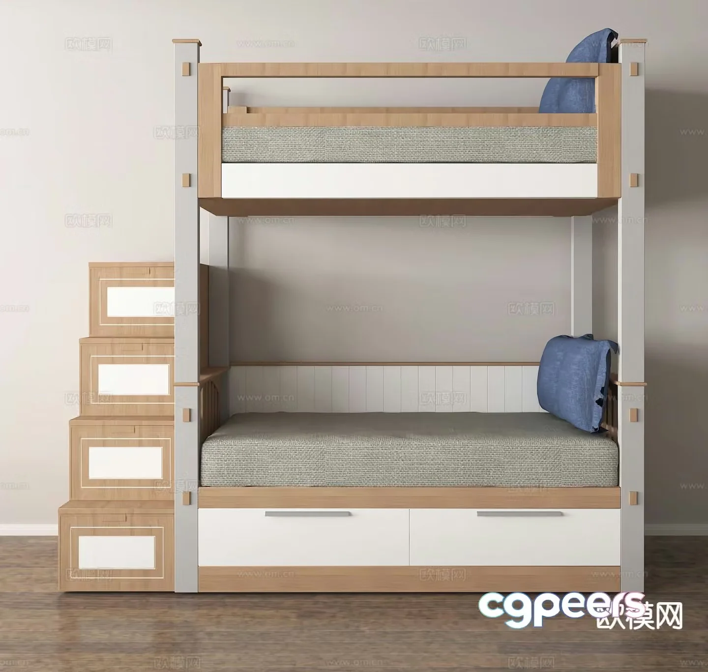 Modern children’s bed bunk bed 3d model