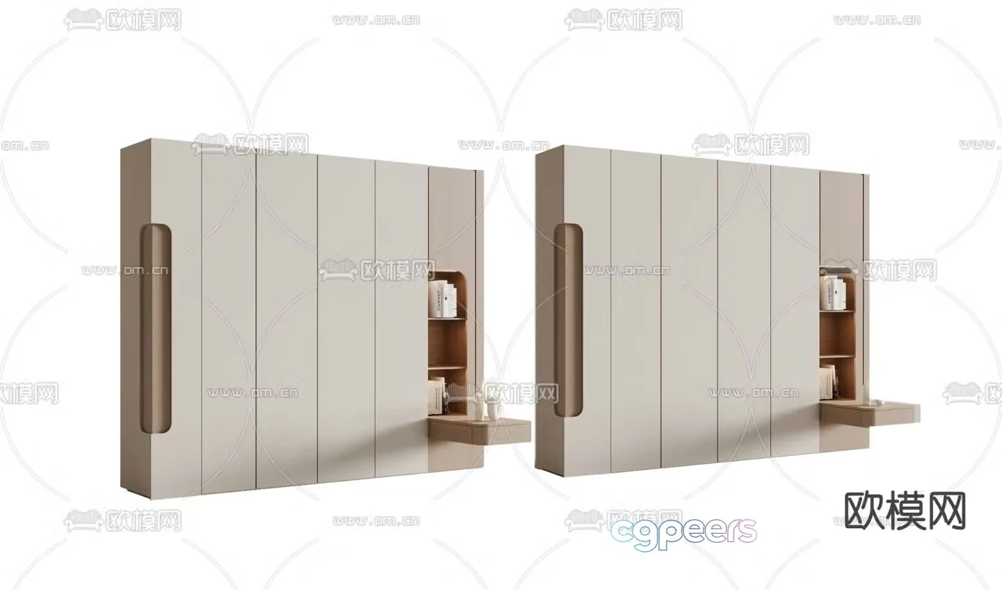 Cream style wardrobe wardrobe bedside table 3d model