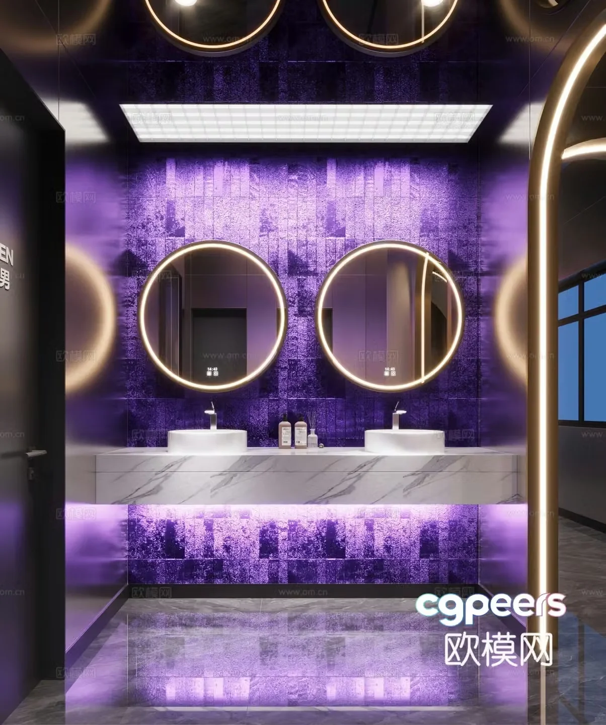Light luxury restroom public restroom sink 3D model