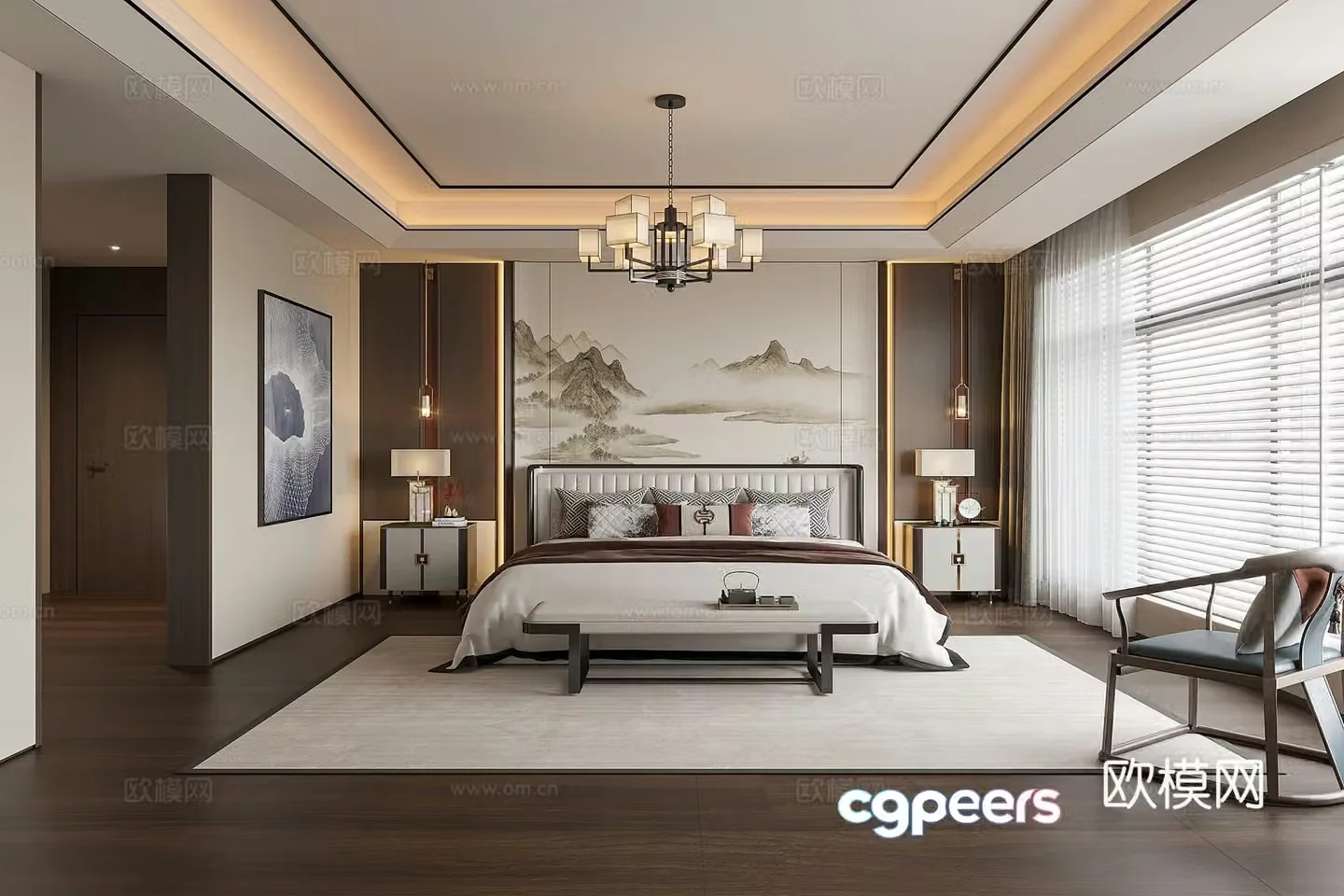 New Chinese bedroom 3D model