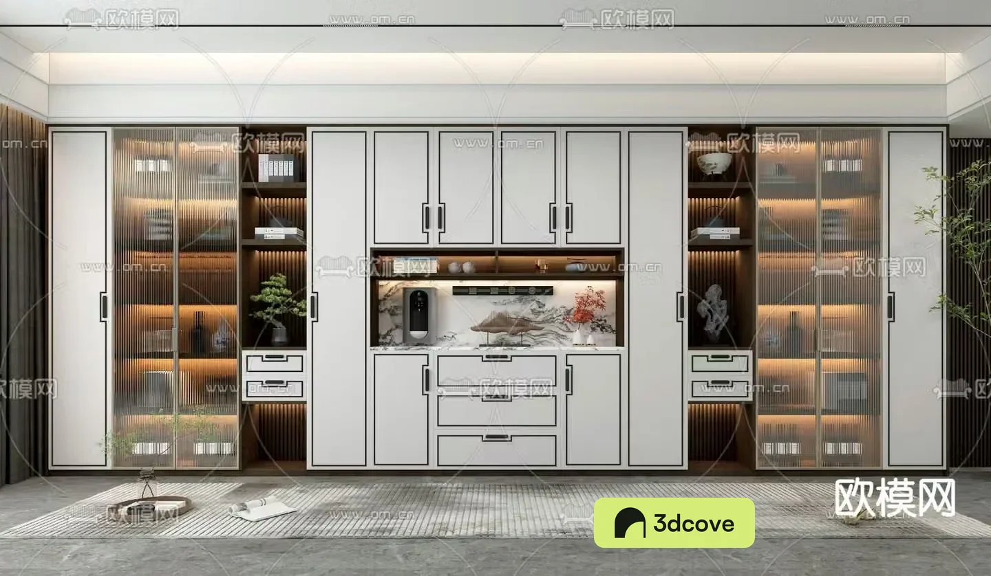 New Chinese wine cabinet semi-open wine cabinet