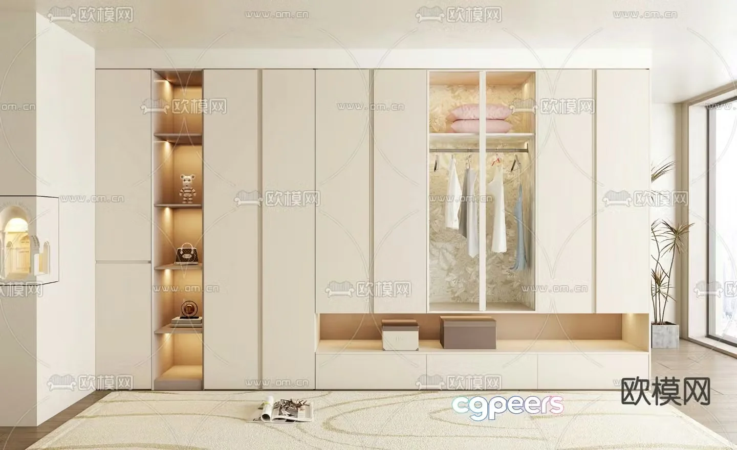 Cream style wardrobe wardrobe 3d model