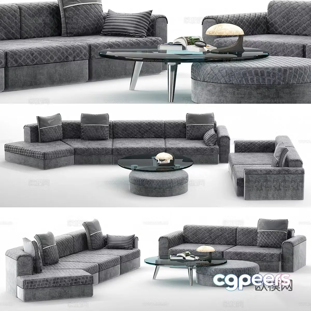 Sofa coffee table combination 3D model