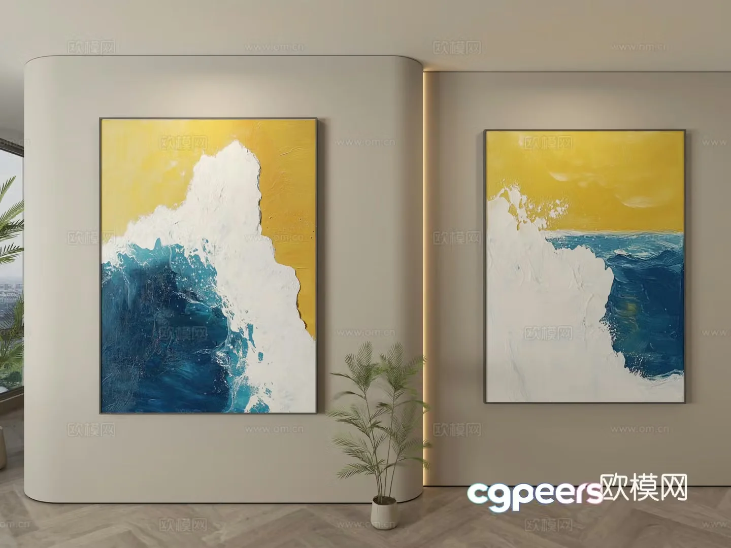 Modern texture painting decorative painting 3d model