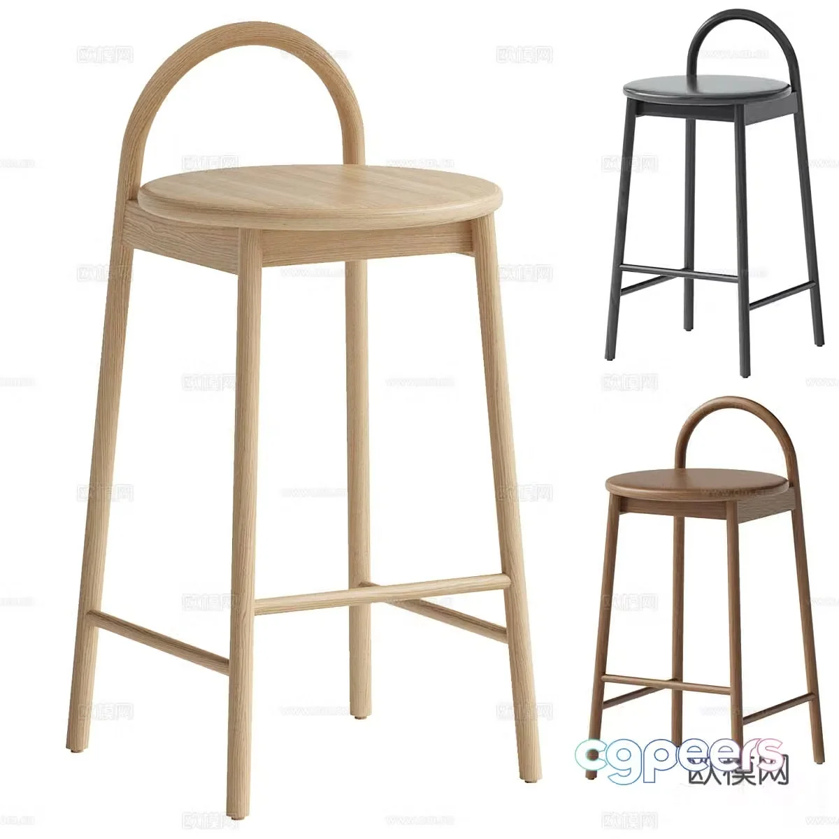 Log style bar stool 3d model