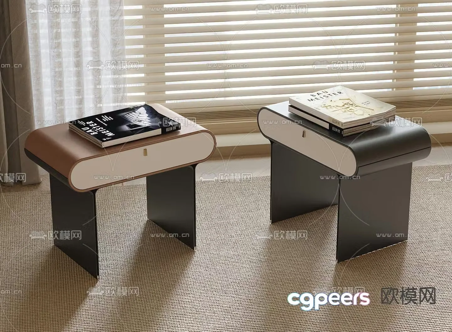 Medieval style bedside table 3d model