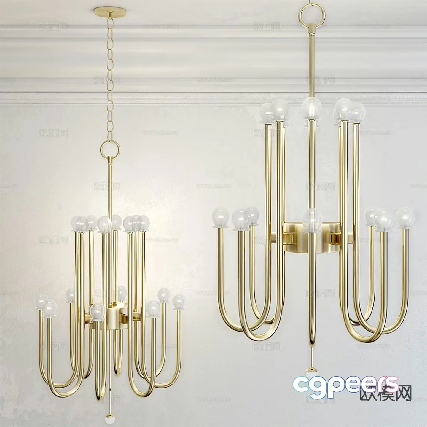 Light luxury indoor chandelier lobby chandelier 3d model