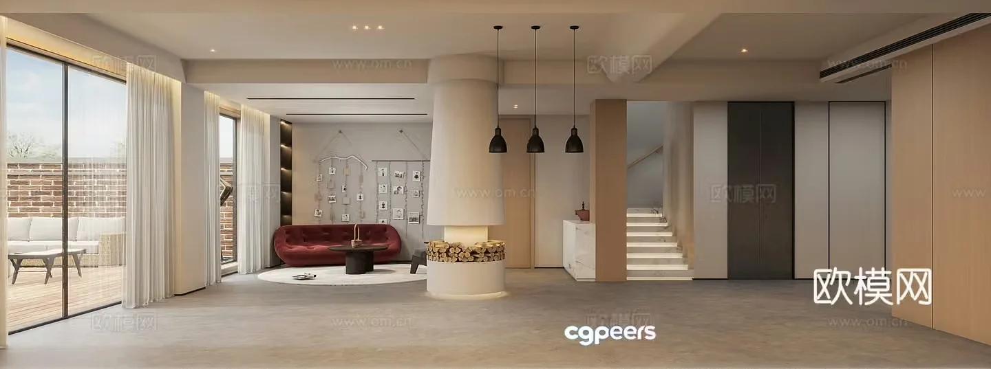 Modern basement 3d model