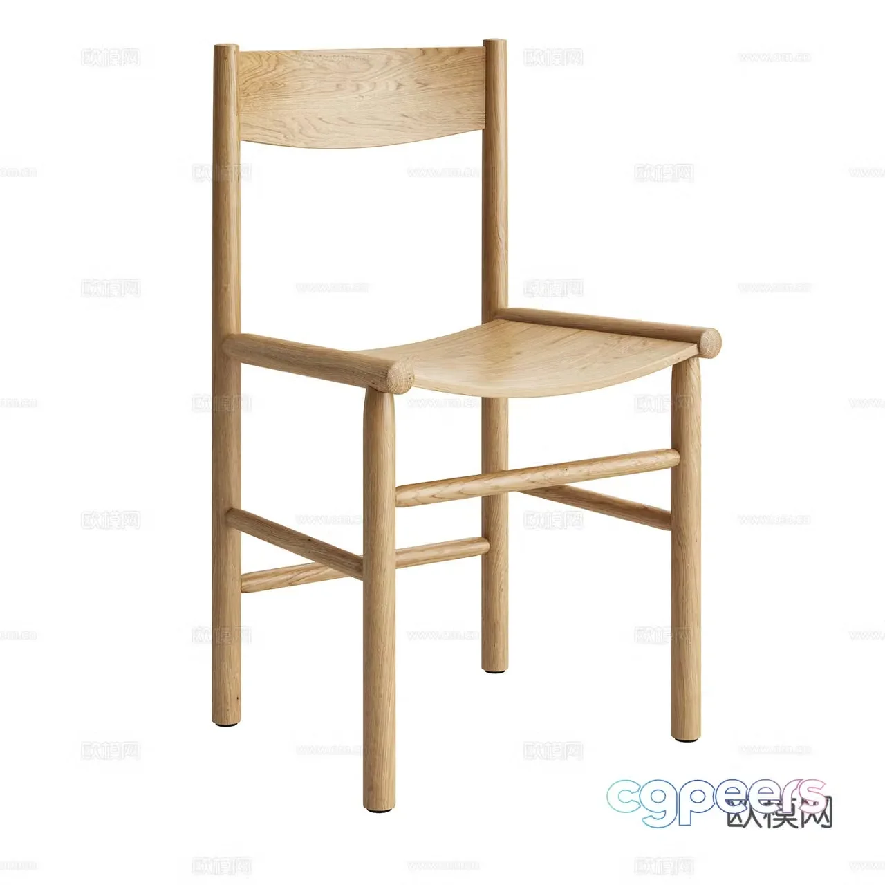 Nikari minimalist dining chair Nordic single chair retro chair armchair wooden chair dining chair 3d model