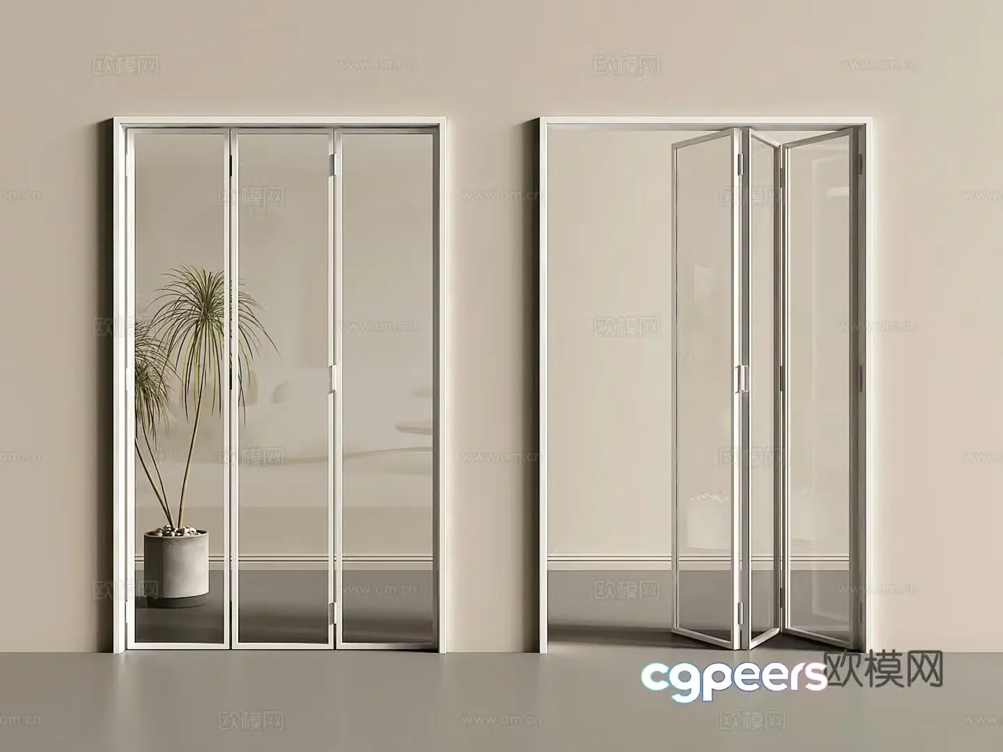 Modern folding door glass folding door 3d model