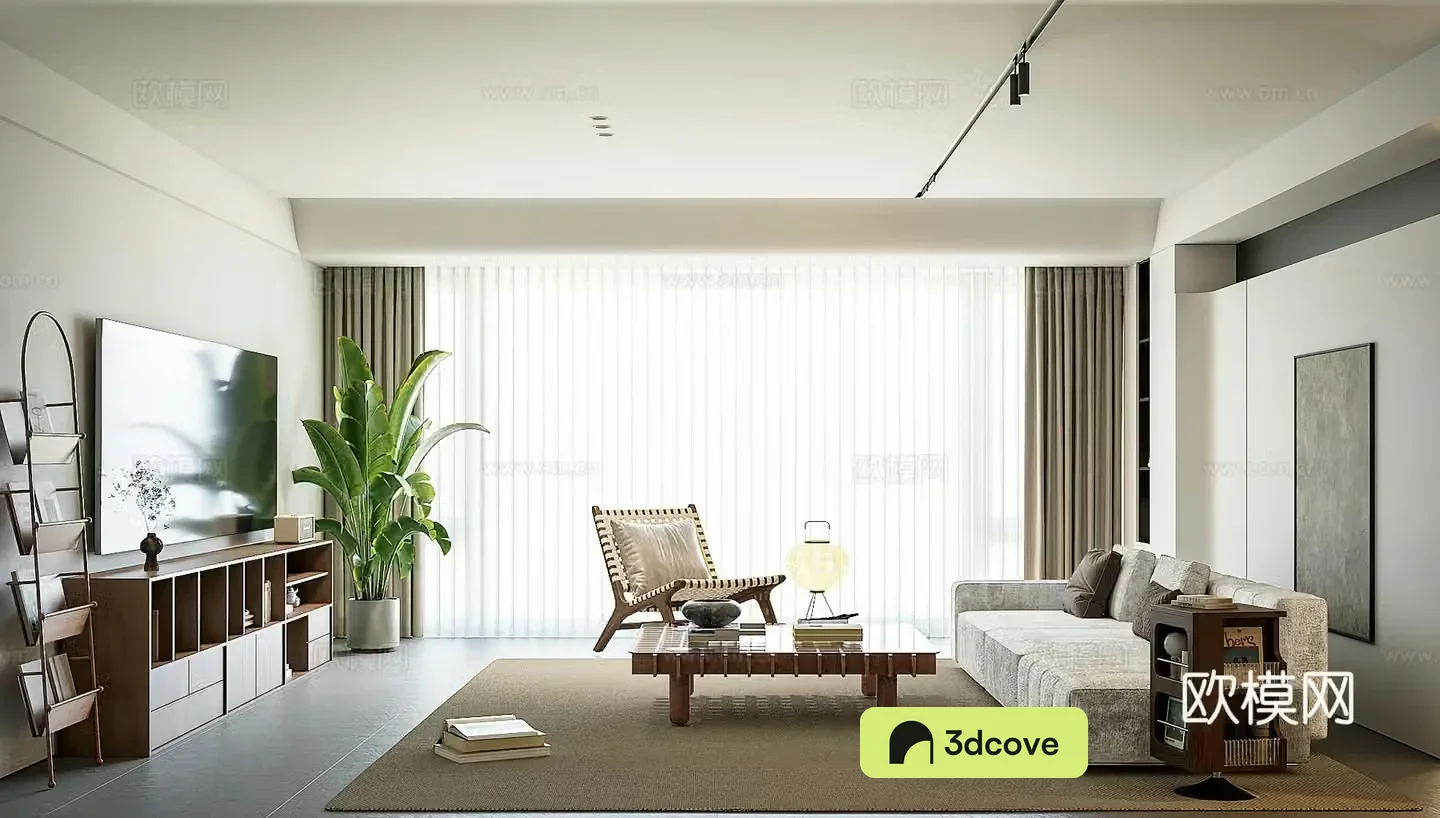 Middle-aged living room 3d model
