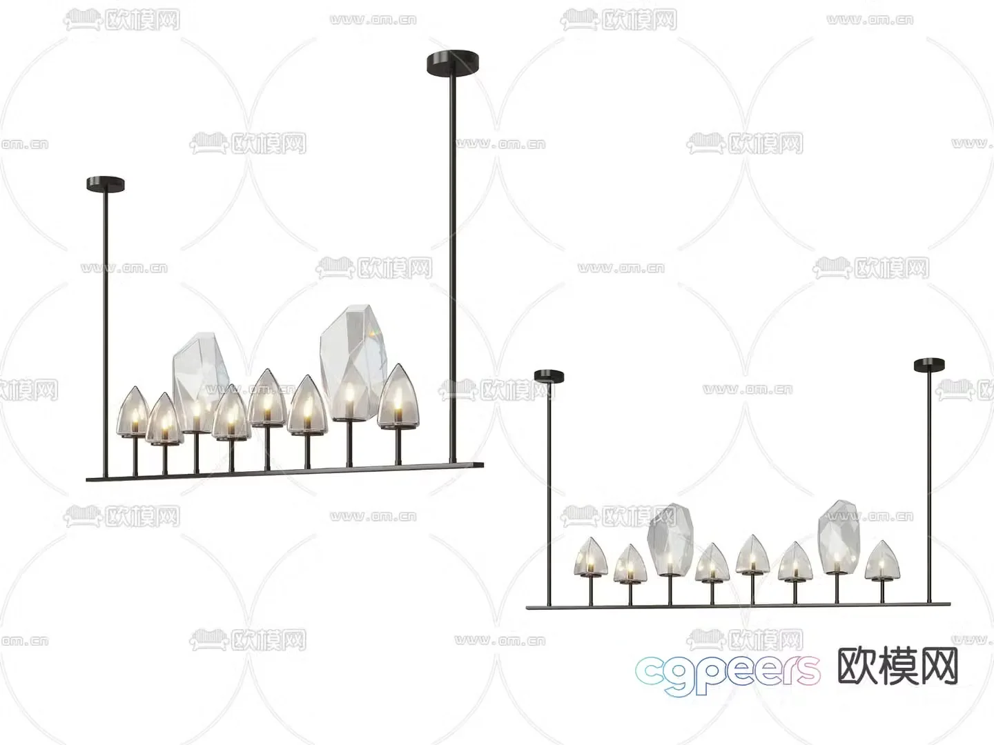 Long chandelier Restaurant chandelier 3d model
