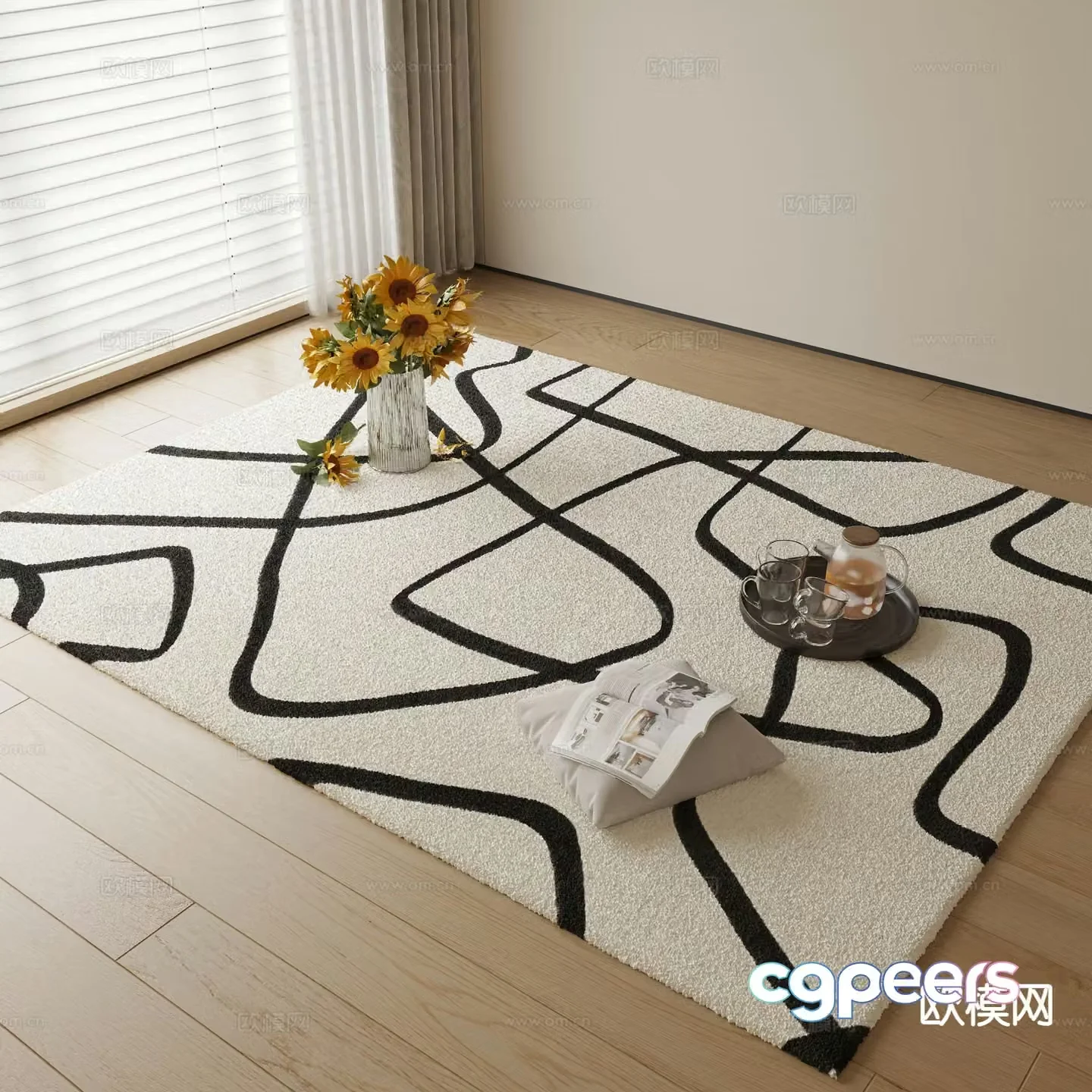 Modern carpet square rug 3d model